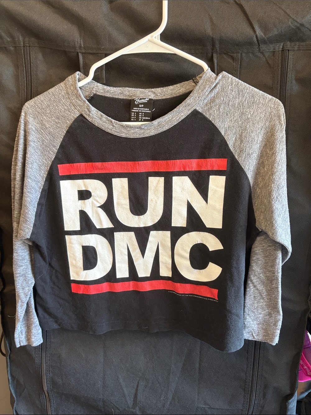 Vintage Bravado RUN DMC Black, Gray & Red Raglan Long Sleeve Tee